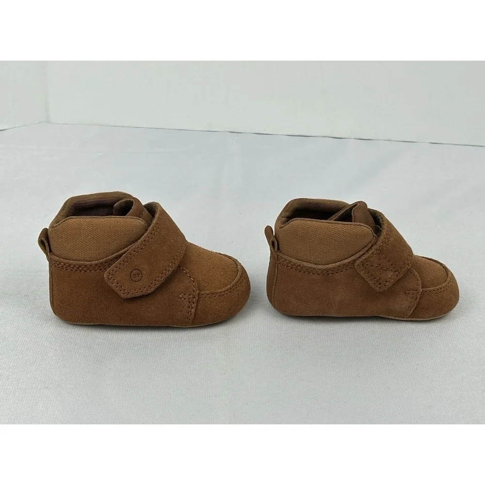 Stride Rite Baby Shoes Size 3M Brown Suede Leather Soft Sole Crib